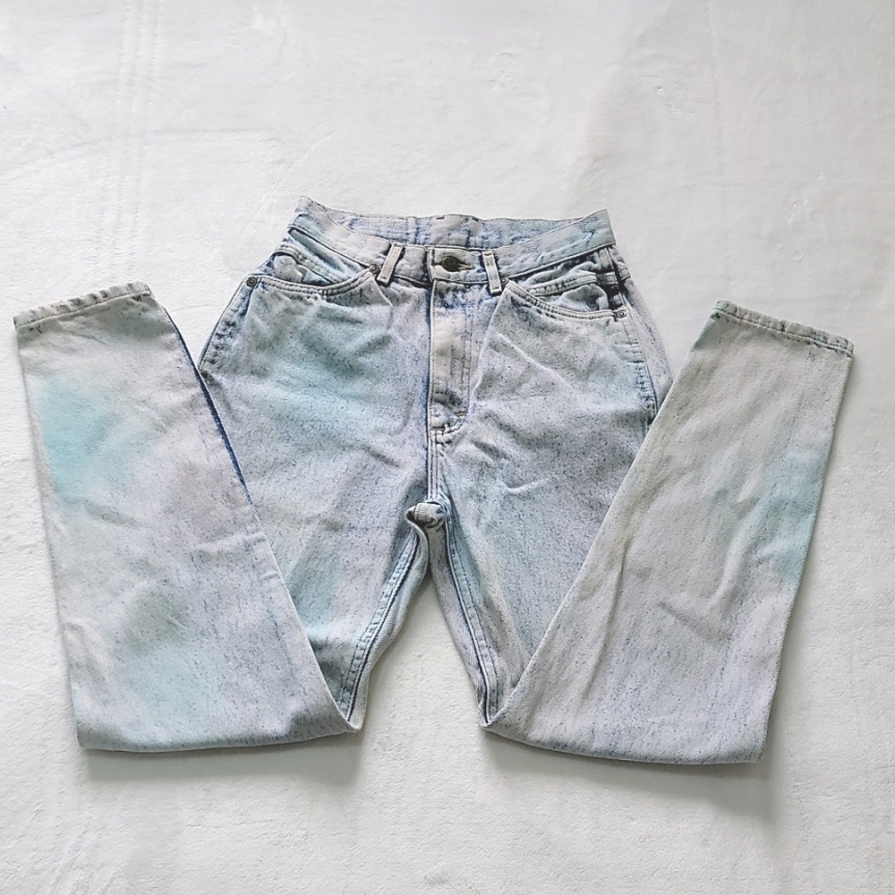 💙 VINTAGE ACID WASH BLUE WHITE TIE DYE LEE LEVIS WRANGLER HIGH WAISTED JEANS